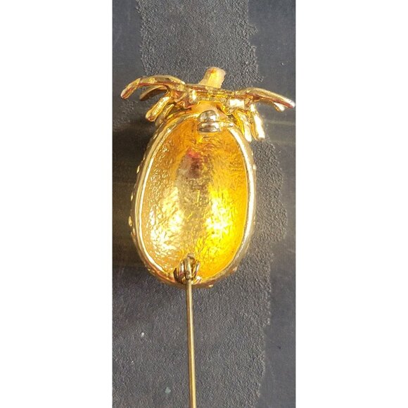 Vintage Gold Tone Pineapple Brooch Pin small - Picture 6 of 11